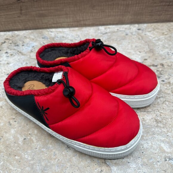 Ross Snow Shoes - Ross Snow Red Puffer Scuff Mule Shoes Womens Slides Wool Lined Size US 8